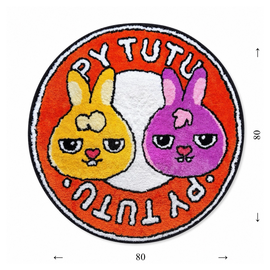 PY TUTU 經典圓形 Logo 地毯尺寸圖